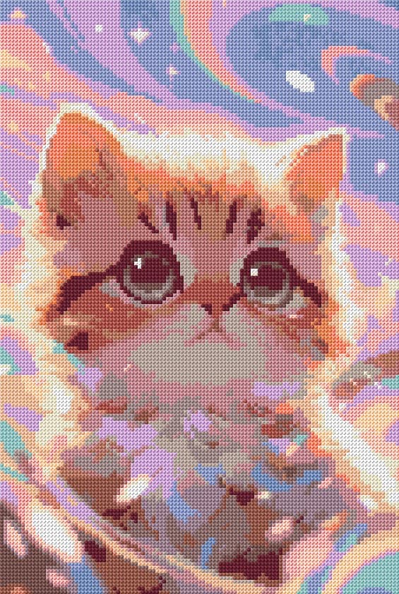 Cosmos Cat free cross-stitch pattern