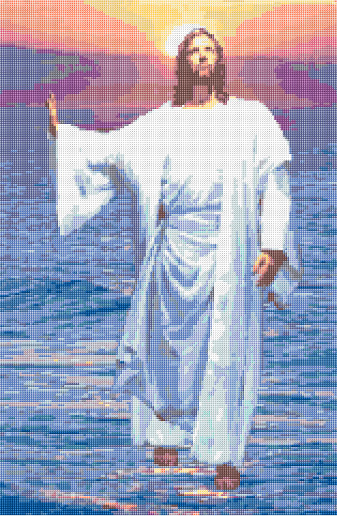 Jesus Walking on Water free cross-stitch pattern