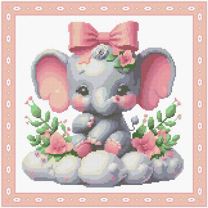 Elephant Girl free cross-stitch pattern
