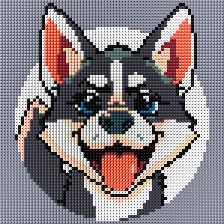 Husky free cross-stitch pattern