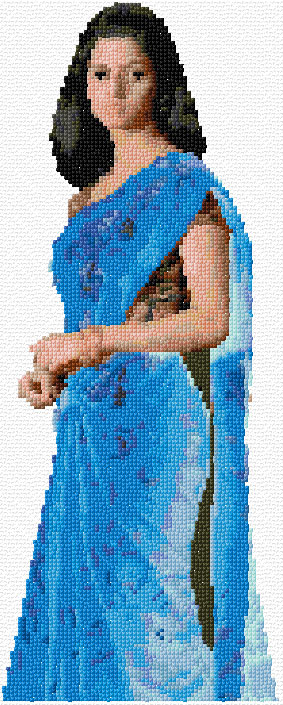 Woman in Blue Saree